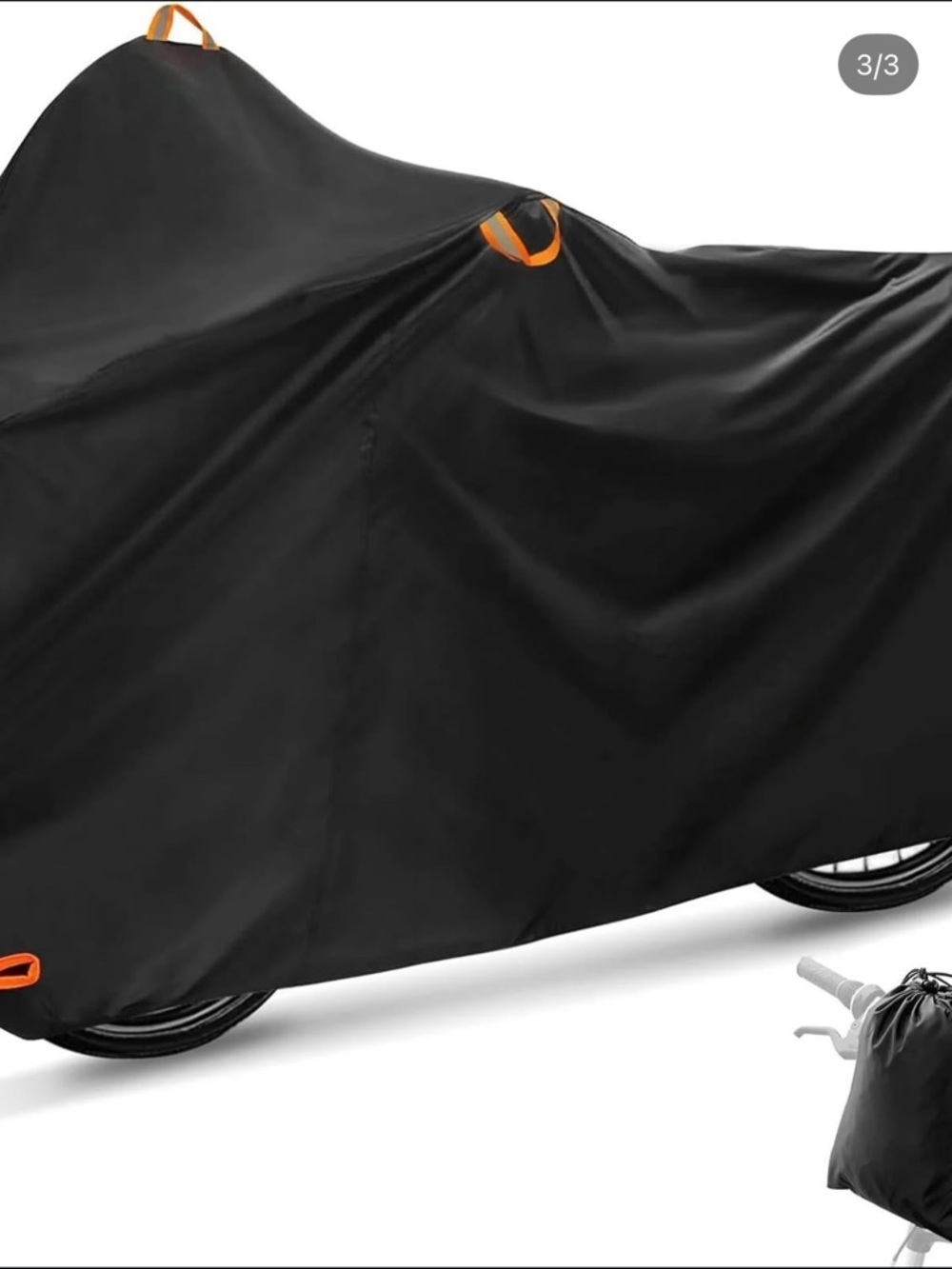 Black Motorcycle Cover with Orange Pull Tabs